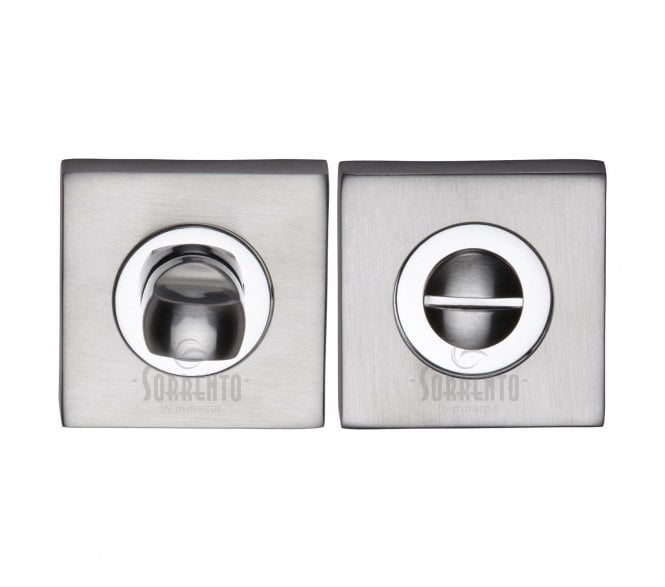 Sorrento SC-SQ0195 Square Bathroom Turn & Release Set - Satin Chrome/Polished Chrome