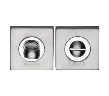 Sorrento SC-SQ0195 Square Bathroom Turn & Release Set - Satin Chrome/Polished Chrome