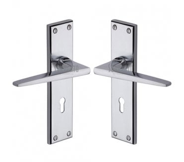 Sorrento Swift Door Handles On Backplate - Polished Chrome