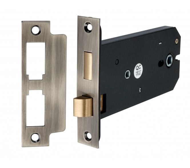 Spira Brass 3 Lever Horizontal Bathroom Locks - Antique Brass