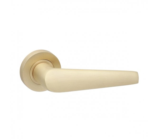 Spira Brass Aero Lever On Round Rose - Satin Brass