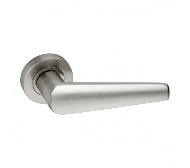 Spira Brass Aero Lever On Round Rose - Satin Nickel