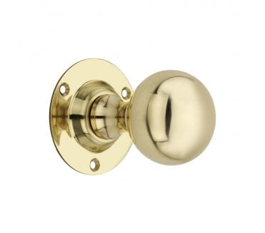 Spira Brass Ball Mortice Door Knobs - Polished Brass
