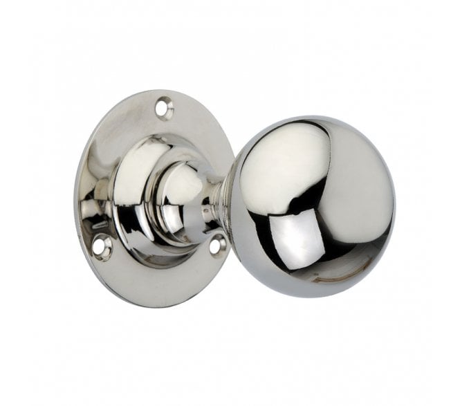Spira Brass Ball Mortice Door Knobs - Polished Nickel