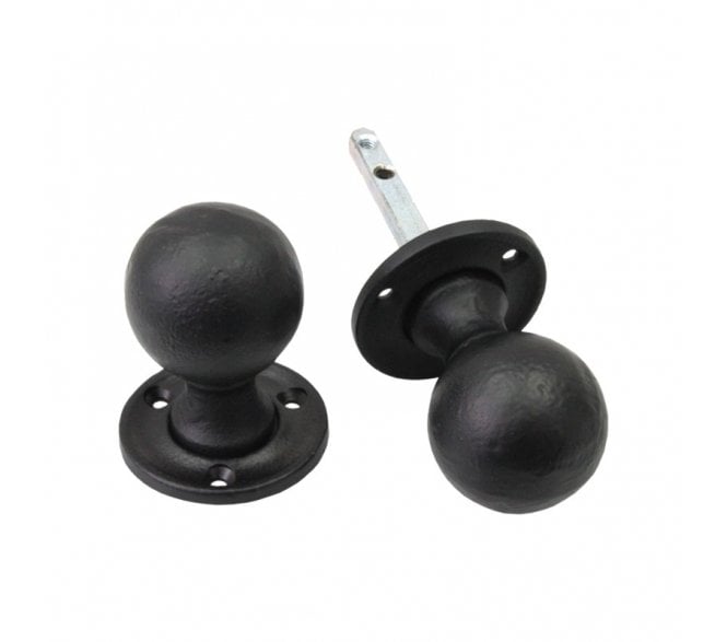 Spira Brass Ball Rim/Mortice Door Knobs - Black Antique