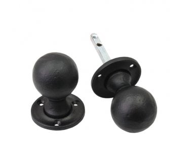 Spira Brass Ball Rim/Mortice Door Knobs - Black Antique