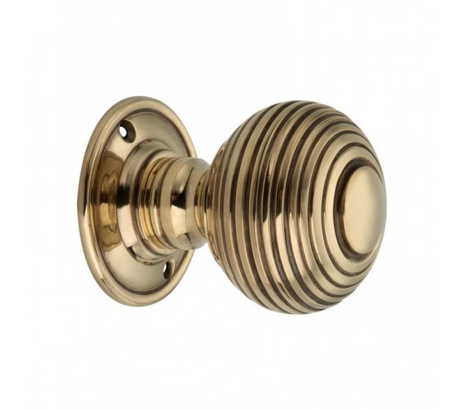 Spira Brass Beehive Mortice Door Knobs - Aged Brass