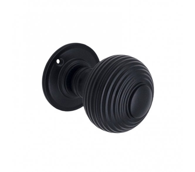 Spira Brass Beehive Mortice Door Knobs - Black