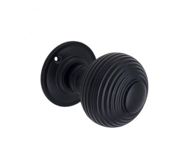 Spira Brass Beehive Mortice Door Knobs - Black