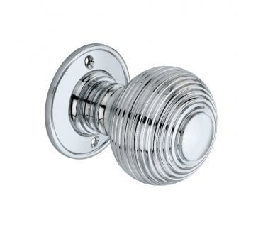 Spira Brass Beehive Mortice Door Knobs - Polished Chrome