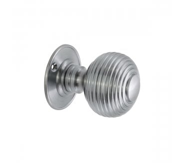 Spira Brass Beehive Mortice Door Knobs - Satin Chrome