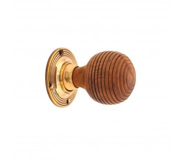 Spira Brass Beehive Rim/Mortice Door Knobs - Aged Brass/Rosewood