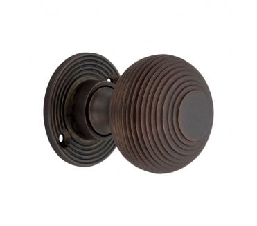 Spira Brass Beehive Rim/Mortice Door Knobs - Aged Bronze