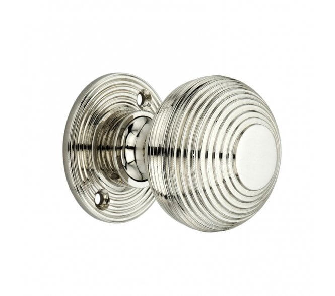 Spira Brass Beehive Rim/Mortice Door Knobs - Polished Nickel