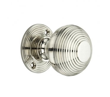 Spira Brass Beehive Rim/Mortice Door Knobs - Polished Nickel
