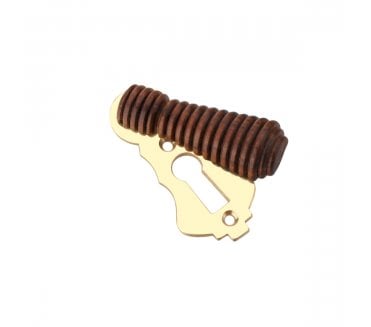 Spira Brass Beehive Standard Keyhole Escutcheon (Covered) - Rosewood/Polished Brass