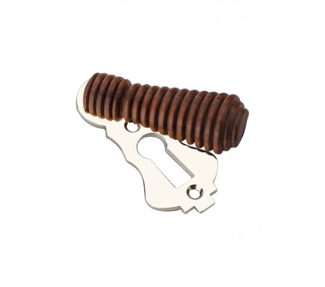 Spira Brass Beehive Standard Keyhole Escutcheon (Covered) - Rosewood/Polished Nickel