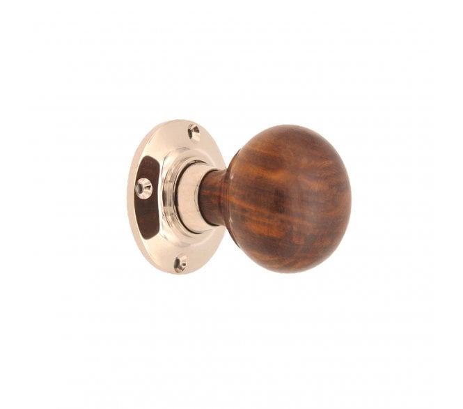 Spira Brass Bun Rim/Mortice Door Knobs - Rosewood/Polished Nickel