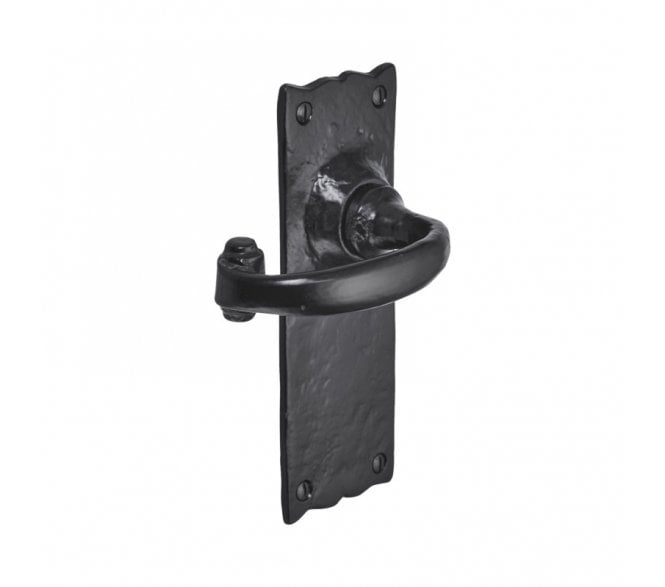 Spira Brass Burford Door Handles On Backplate - Black