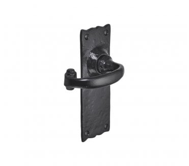 Spira Brass Burford Door Handles On Backplate - Black