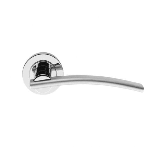 Spira Brass Carol Lever On Round Rose - Polished Chrome/Satin Nickel