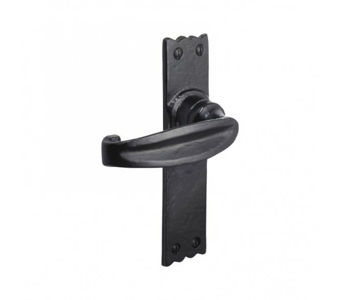 Spira Brass Charlbury Door Handles On Backplate - Black