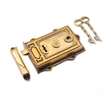 Spira Brass Davenport Rim Lock - Aged Brass