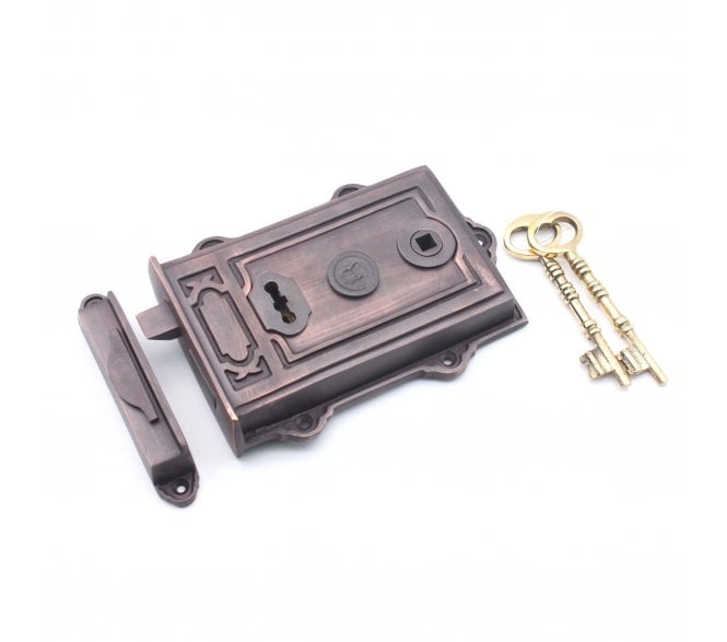 Spira Brass Davenport Rim Lock - Aged Bronze