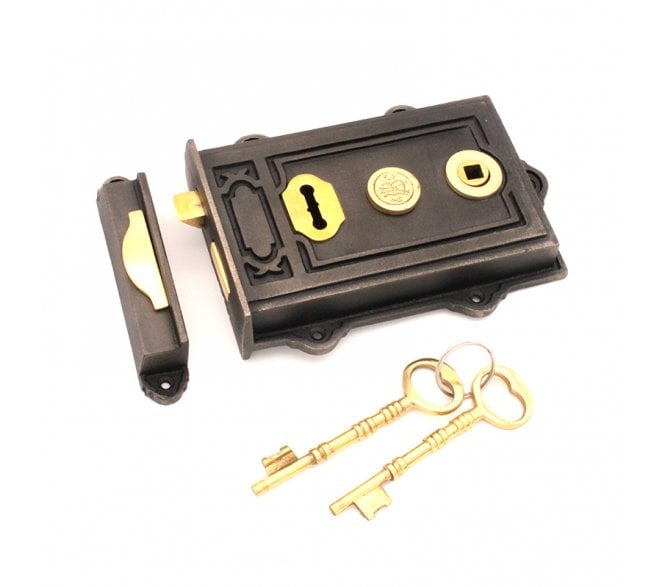 Spira Brass Davenport Rim Lock - Pewter Effect