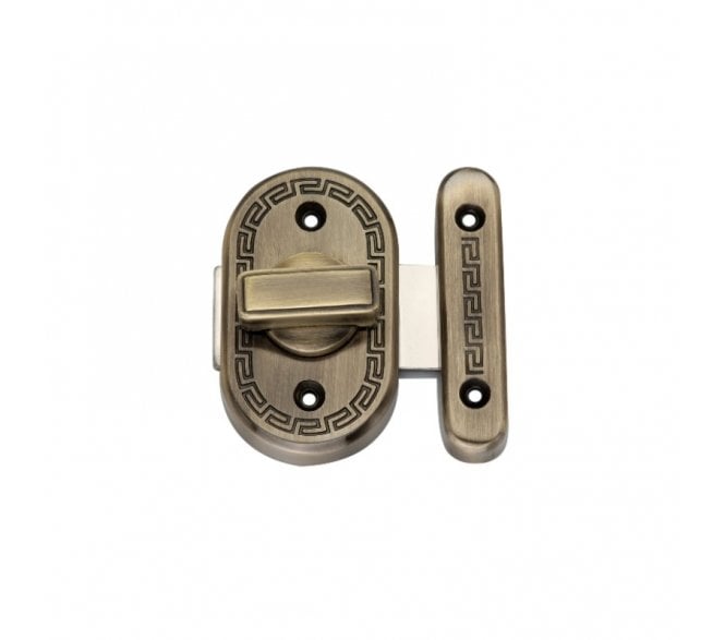 Spira Brass Delta Bathroom Slide Bolt - Antique Brass