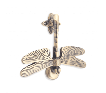 Spira Brass Dragonfly Door Knocker - Antique Brass