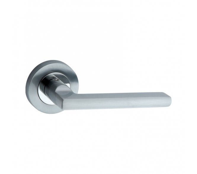 Spira Brass Drox Lever On Round Rose - Polished Chrome/Satin Nickel