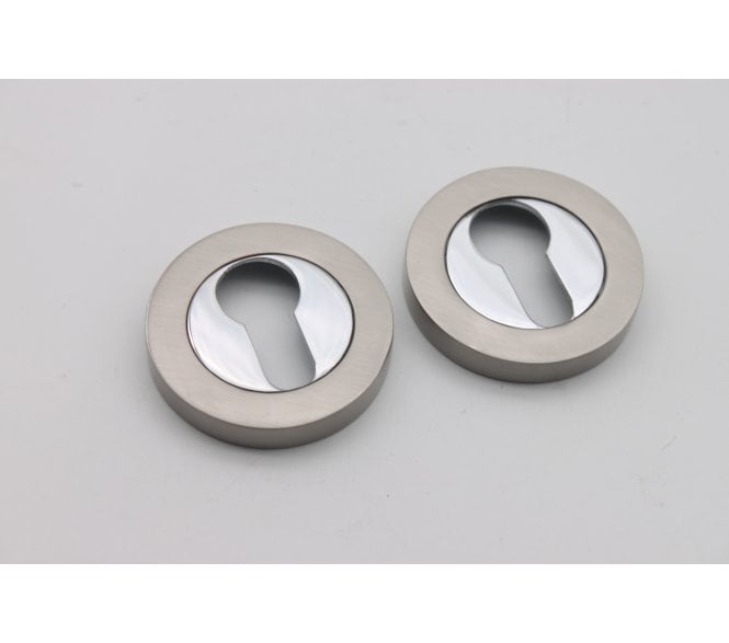 Spira Brass Euro Profile Escutcheon - Polished Chrome/Satin Nickel