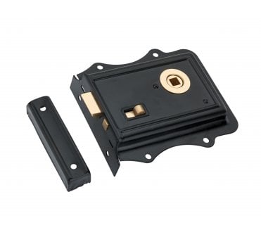 Spira Brass Fancy Rim Lock - Black/Polished Brass
