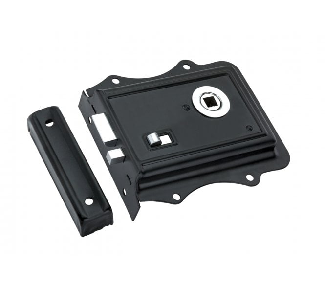 Spira Brass Fancy Rim Lock - Black/Polished Chrome