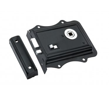 Spira Brass Fancy Rim Lock - Black/Polished Chrome
