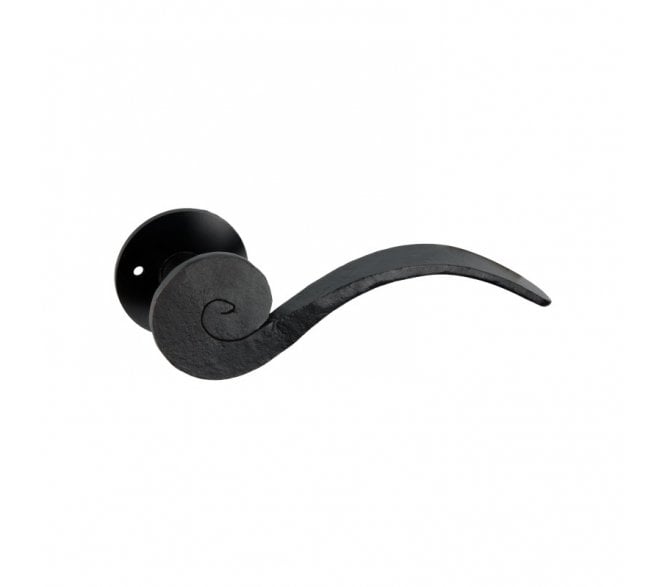 Spira Brass Ferro Lever On Round Rose - Black