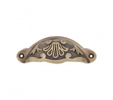 Spira Brass SB2346ANT Floral Drawer Cup Pull - Antique Brass
