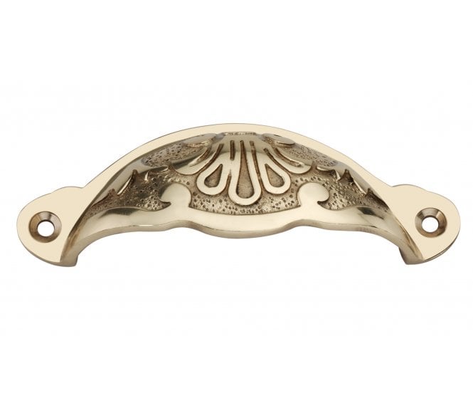Spira Brass SB2346PB Floral Drawer Cup Pull - Polished Brass
