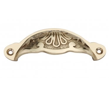 Spira Brass SB2346PB Floral Drawer Cup Pull - Polished Brass