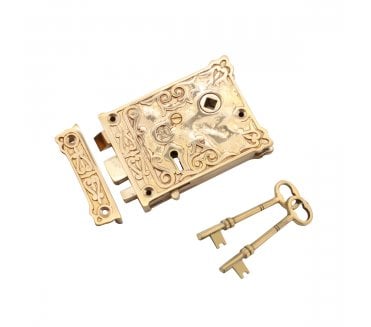 Spira Brass Floral Rim Lock - Unlacquered Brass