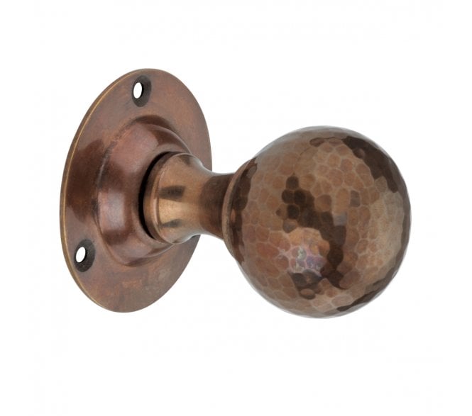 Spira Brass Hammered Ball Mortice Door Knobs - Natural Antique