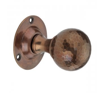 Spira Brass Hammered Ball Mortice Door Knobs - Natural Antique