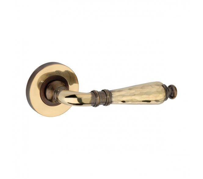 Spira Brass Hammered Hazel Lever On Round Rose - Aged Brass