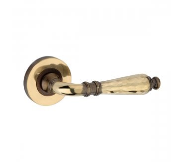 Spira Brass Hammered Hazel Lever On Round Rose - Aged Brass