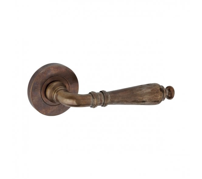 Spira Brass Hammered Hazel Lever On Round Rose - Natural Antique