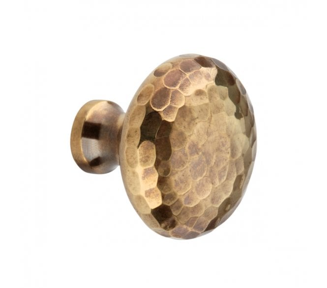Spira Brass Hammered Mushroom Cabinet Knobs - Aged Brass