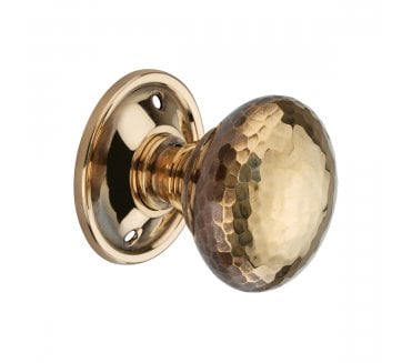 Spira Brass Hammered Mushroom Rim/Mortice Door Knobs - Aged Brass