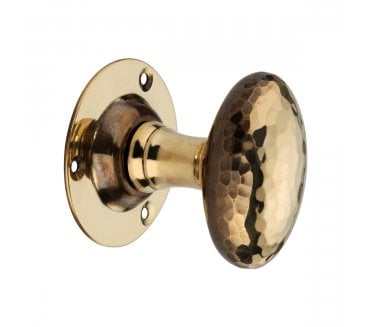 Spira Brass Hammered Oval Mortice Door Knobs - Aged Brass