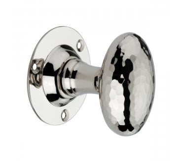 Spira Brass Hammered Oval Mortice Door Knobs - Polished Nickel